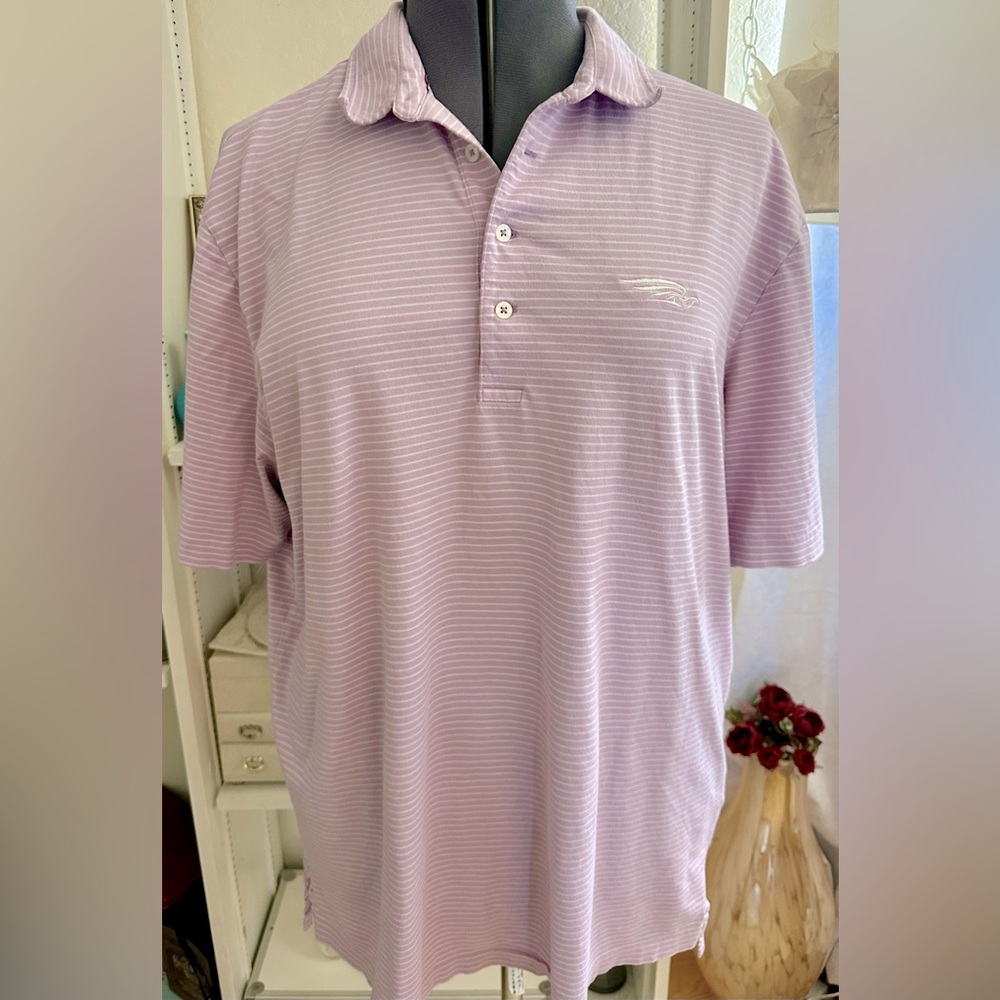 Ralph Lauren Polo Golf Lavender / White Candy Stripe Shirt Sz: XL Golf Travel